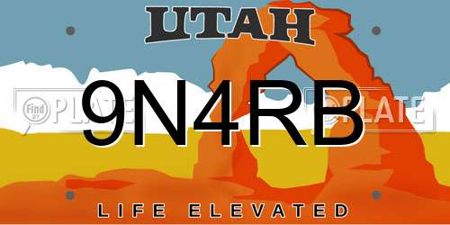 9N4RB Utah License Plate