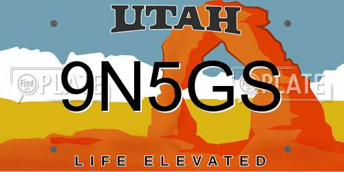 9N5GS Utah License Plate
