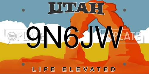 9N6JW Utah License Plate