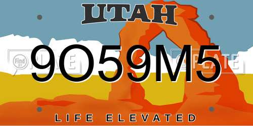 9O59M5 Utah License Plate