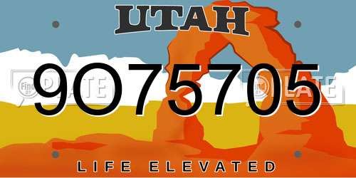 9O75705 Utah License Plate