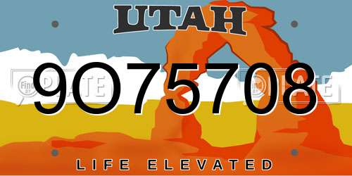9O75708 Utah License Plate