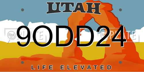 9ODD24 Utah License Plate