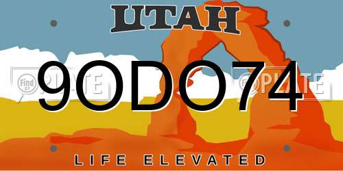 9ODO74 Utah License Plate