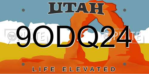 9ODQ24 Utah License Plate