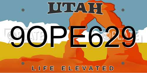 9OPE629 Utah License Plate
