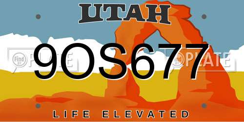 9OS677 Utah License Plate