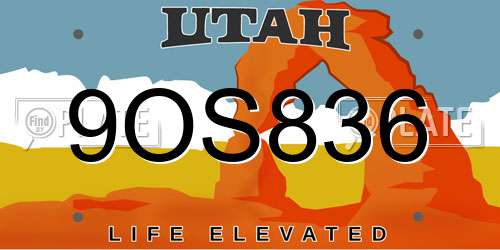 9OS836 Utah License Plate