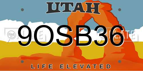 9OSB36 Utah License Plate