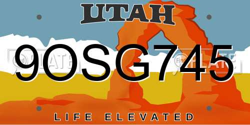 9OSG745 Utah License Plate