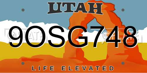 9OSG748 Utah License Plate