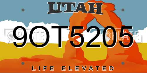 9OT5205 Utah License Plate
