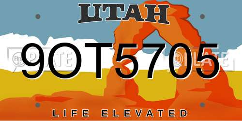 9OT5705 Utah License Plate