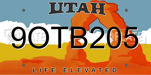 9OTB205 Utah License Plate