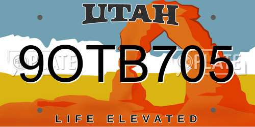 9OTB705 Utah License Plate