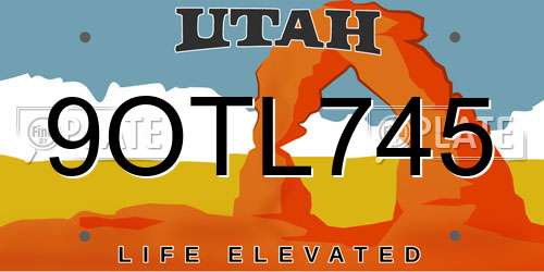 9OTL745 Utah License Plate
