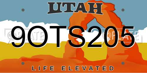 9OTS205 Utah License Plate