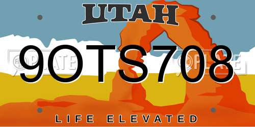 9OTS708 Utah License Plate
