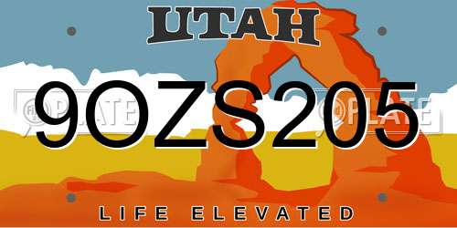 9OZS205 Utah License Plate
