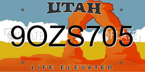 9OZS705 Utah License Plate