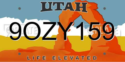 9OZY159 Utah License Plate
