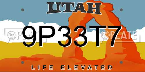 9P33T7 Utah License Plate