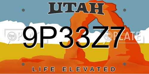 9P33Z7 Utah License Plate