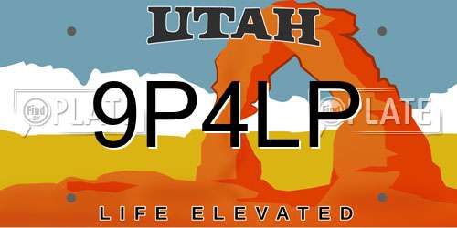 9P4LP Utah License Plate