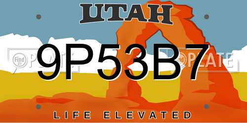 9P53B7 Utah License Plate