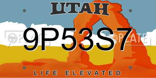 9P53S7 Utah License Plate