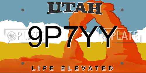 9P7YY Utah License Plate