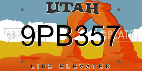 9PB357 Utah License Plate