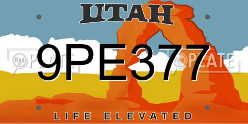 9PE377 Utah License Plate