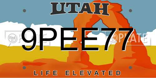 9PEE77 Utah License Plate