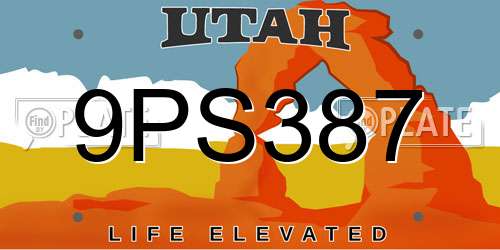 9PS387 Utah License Plate