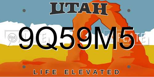 9Q59M5 Utah License Plate