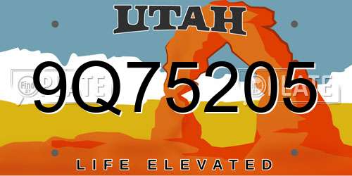 9Q75205 Utah License Plate