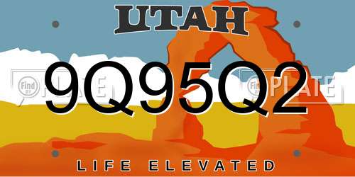 9Q95Q2 Utah License Plate