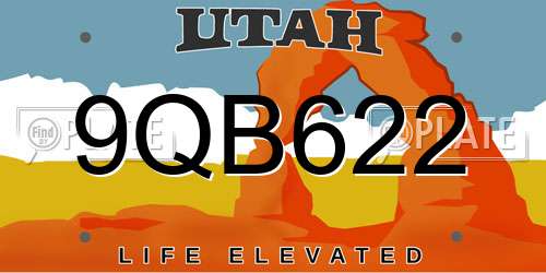 9QB622 Utah License Plate