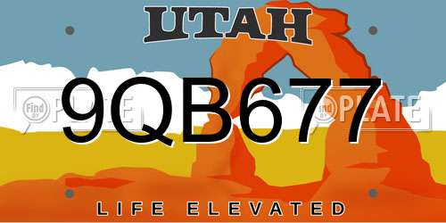 9QB677 Utah License Plate