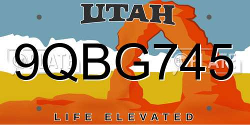9QBG745 Utah License Plate
