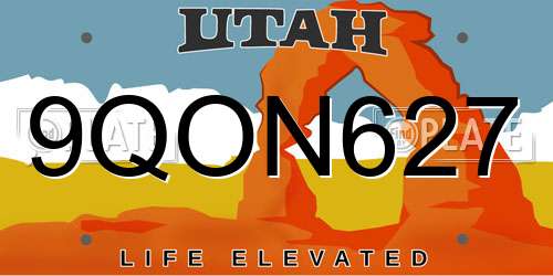 9QON627 Utah License Plate