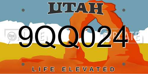 9QQ024 Utah License Plate