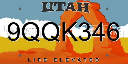 9QQK346 Utah License Plate