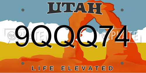 9QQQ74 Utah License Plate