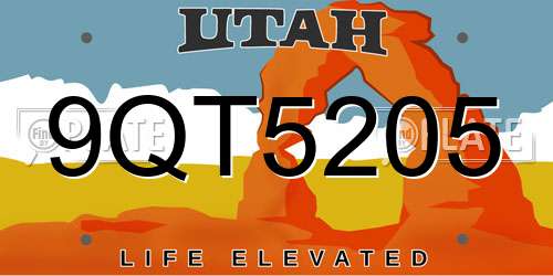 9QT5205 Utah License Plate