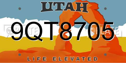 9QT8705 Utah License Plate