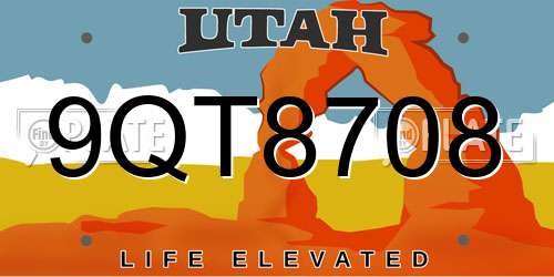 9QT8708 Utah License Plate