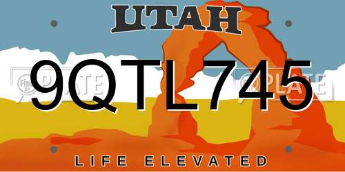 9QTL745 Utah License Plate
