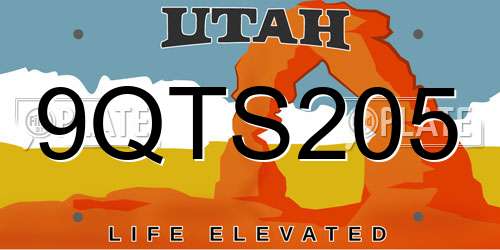 9QTS205 Utah License Plate